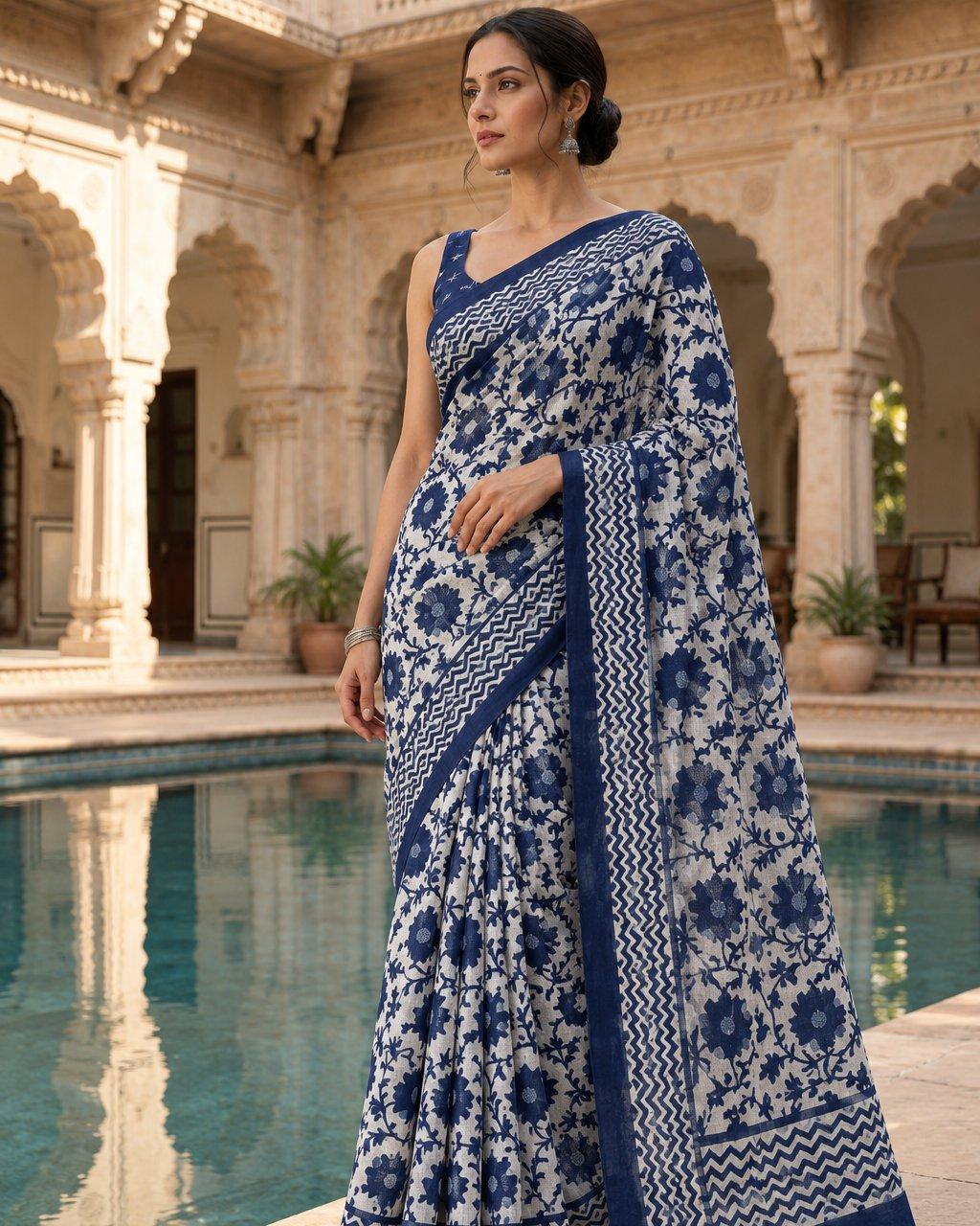Neel Bel saree, worn